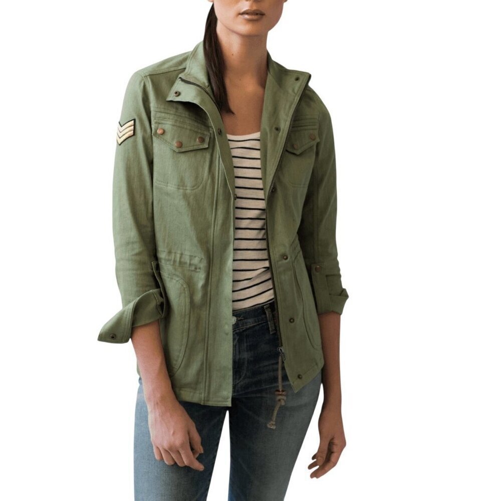 Two Penny Lane Maxwell Field Jacket Olive Green Women’s S Army Style Grunge Hip - Picture 2 of 16